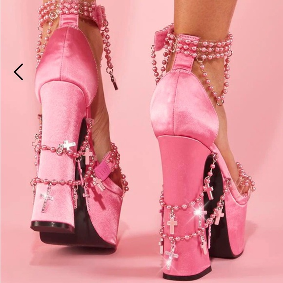 NIB Dolls Kill Sugar Thrillz Sweet Holy Revelation Platform Heels Size 9 - Picture 14 of 16